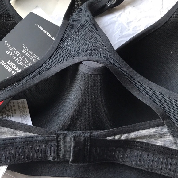 NWT Under Armour Armour High Sports Bra Char/Black 1259953 38D - Picture 7 of 8